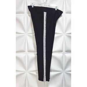 Pure Amici Sz XL Black White Side Tuxedo Stripe Pull On Crop Stretch Pants Women